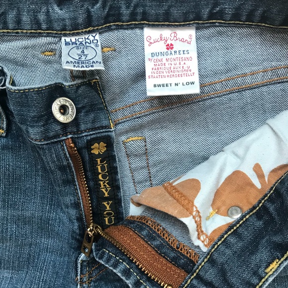 *SOLD*    Lucky Brand 🍀 Low Dungarees Blue Jeans - Picture 4 of 6